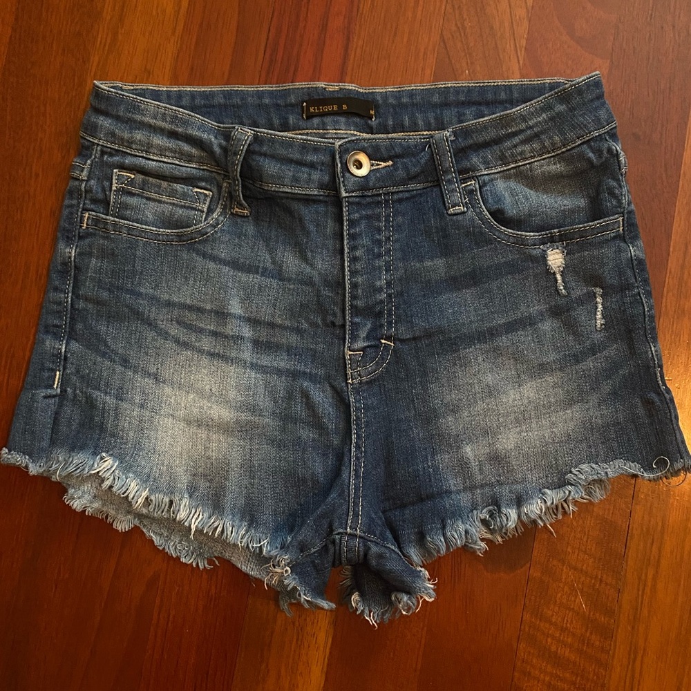 Klique B Distressed Fray Hem Jean Shorts
